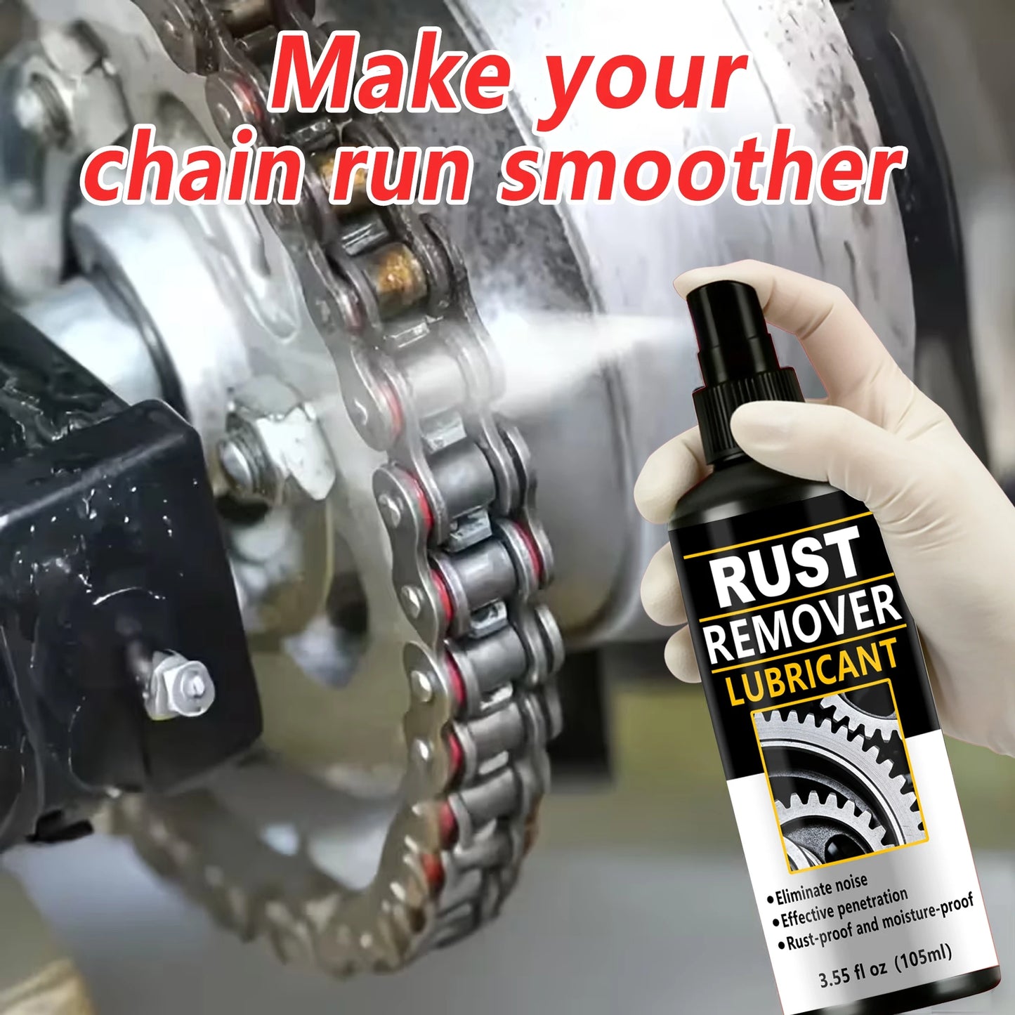 Multi-Purpose Rust Remover Lubricant Spray - Anti-Rust Lubrication Oil for Bike Chain, Car Parts, Hardware, Rust Proof, Moisture