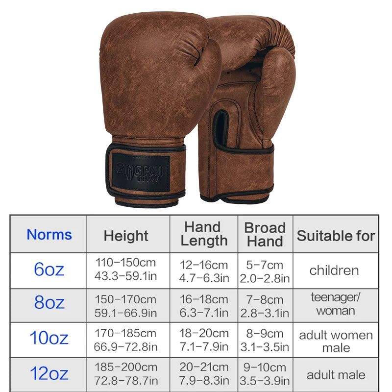 Classic Vintage Boxing Gloves Adult Kids Women/Men Boxing Glove MMA Muay Thai Boxe De Luva Mitts Sanda GYM Equipment 6 8 10 12OZ
