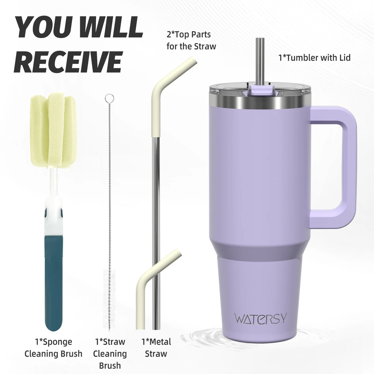 WATERSY 20oz/591ml Tumbler with Handle, Leak-proof Insulated Cup, Stainless Steel Vacuum Thermal for Coffee, Car, Travel