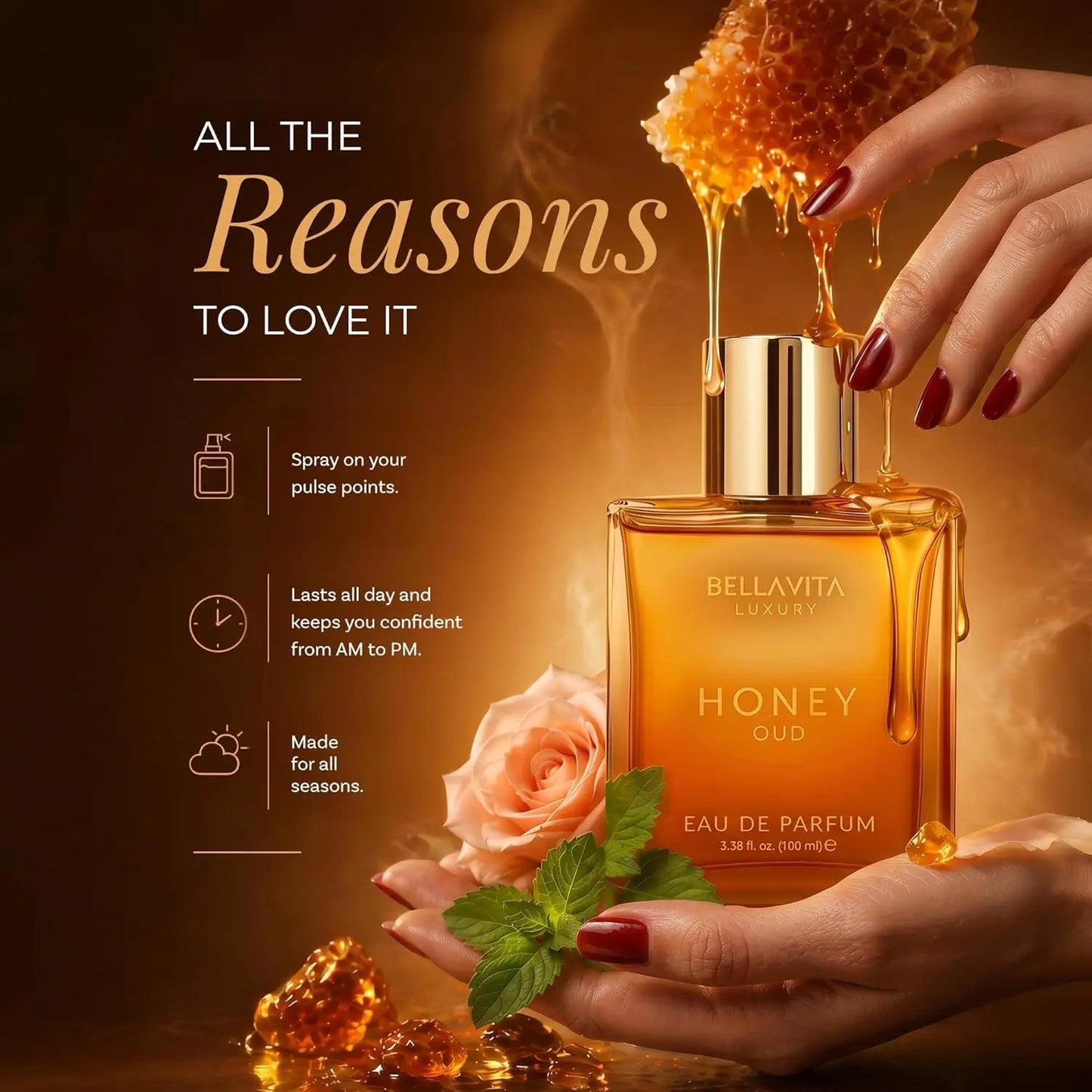 Bellavita Honey Oud & French Avenue Aether Extrait Eau De Parfum Set, Oriental Oud & Woody Aromatic Long Lasting Unisex Perfume Collection 100ml Each