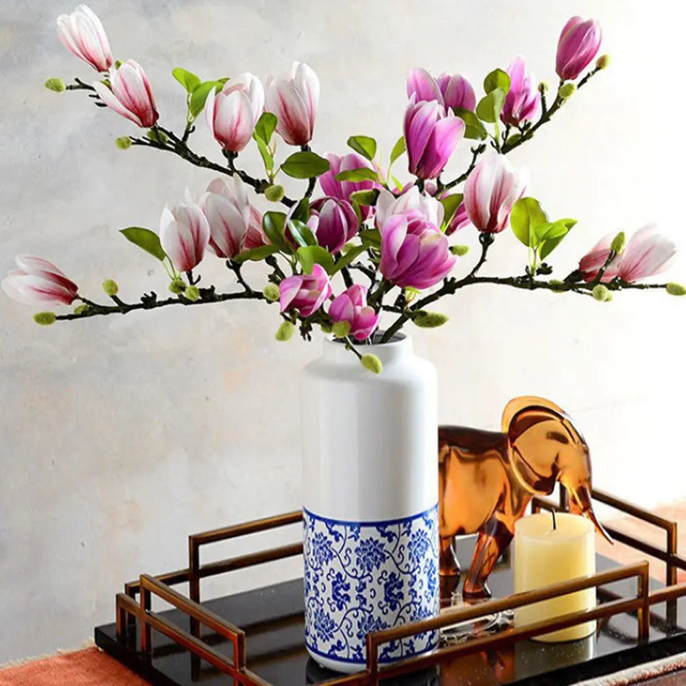 Artificial Flower Silk Magnolia Bouquet Diy Photo Props Wedding bridal bouquet Table Party Vase Home Outdoor Garden Decoration