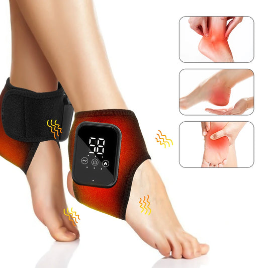 1 Pair Portable Vibration Ankle Support Brace Hot Compress Foot Massager with Heating Pad for Arch & Foot Comfort