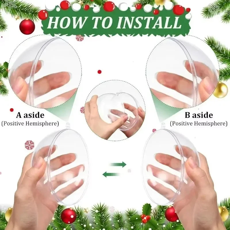 10/1Pc Christmas Transparent Ball Plastic Christmas Trees Open Ball Box Bauble Ornament Wedding Gift Party Home Decoration