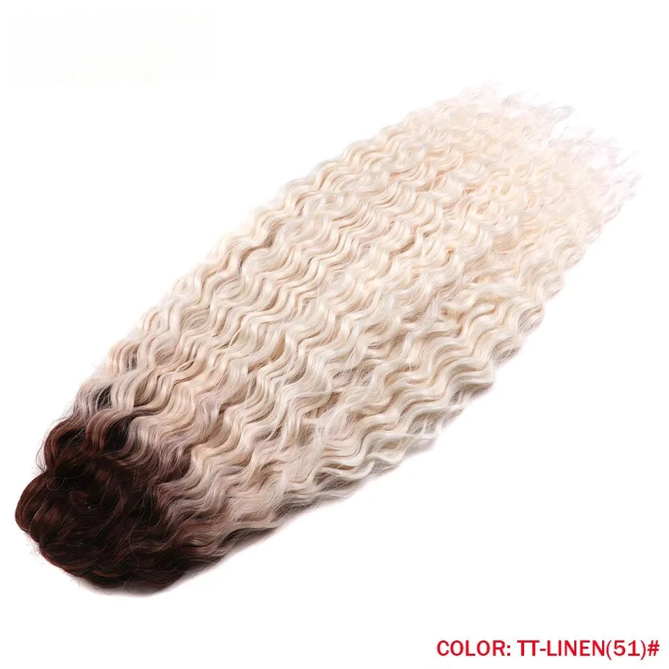 LOVE ME 22 Inch 300g/3pcs Ariel Curl Hair Water Wave Twist Crochet Hair Synthetic Ombre Rainbow Color Braiding Hair Extensions