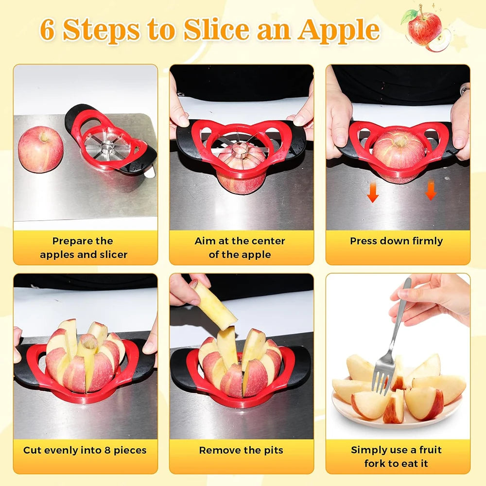 Stainless Steel Apple Slicer & Corer, Super Sharp Apple Cutter Peeler, Multifunctional Kitchen Tool for Fruit Cutting