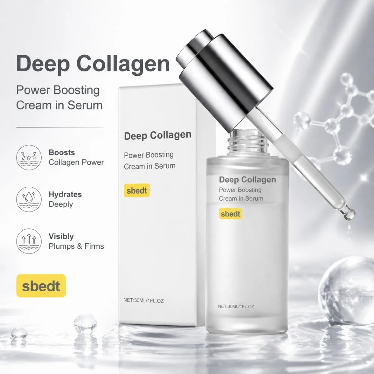 Deep Collagen Power Boosting Serum for Hydrating Moisturizing Improves Skin Elasticity Smooths Fine Lines Daily Facial Care