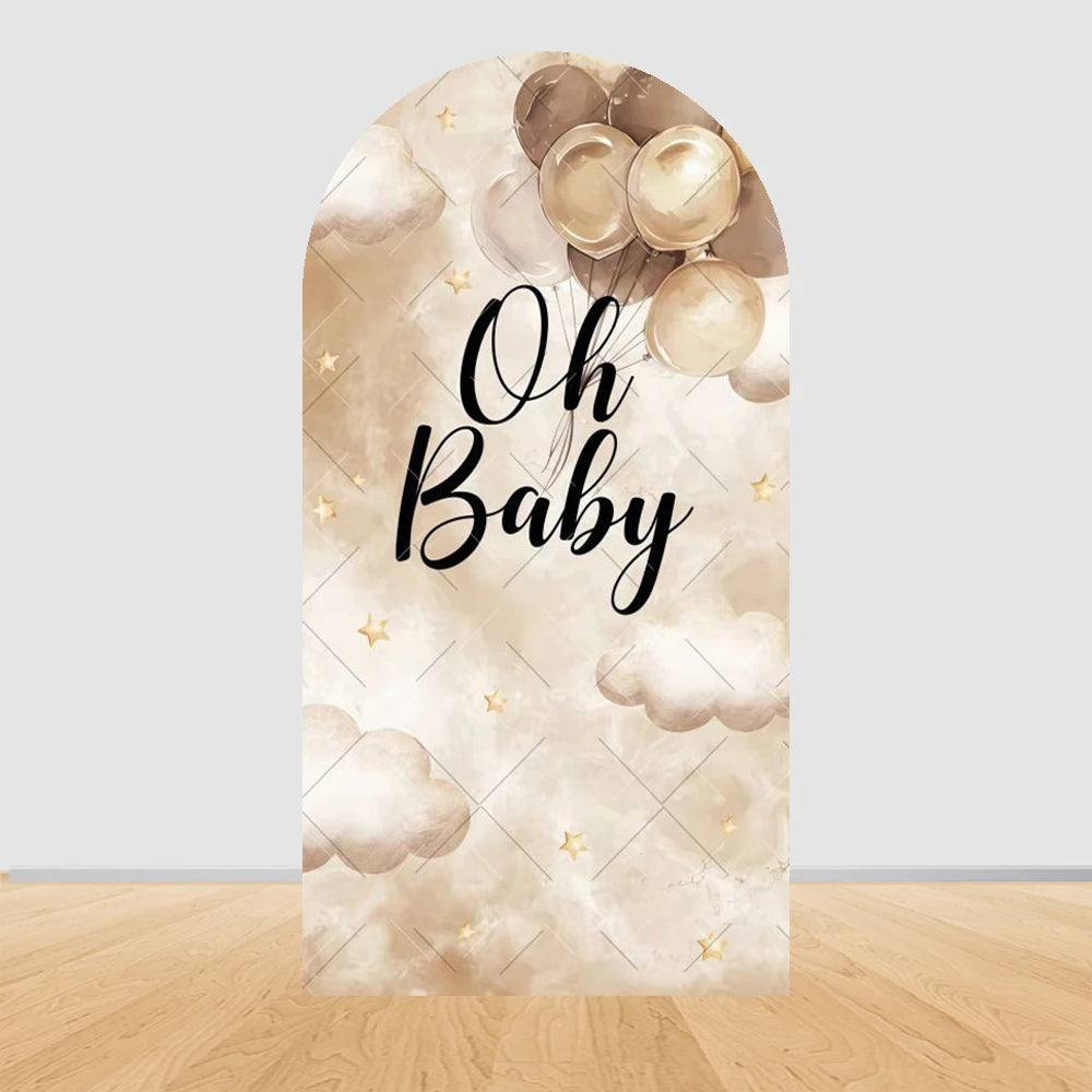 Pregnant Women Theme Arched Elastic Background Cover Welcome Baby Bear Flowers Baby Shower Photography Background Wall Decor
