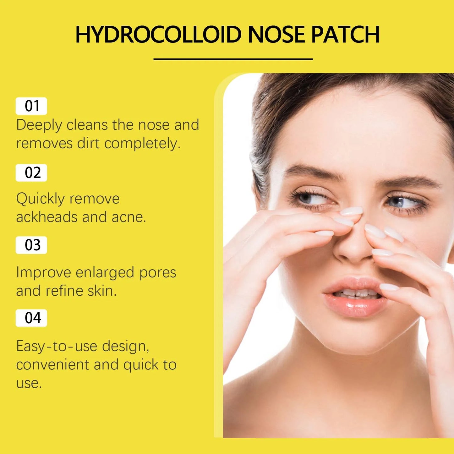 HOYGI 12-60PCS Hydrocolloid Nose Patches Blackhead Removal Nose Patch Deep Cleansing Pimples Pores Shrinking Skin Care Mask