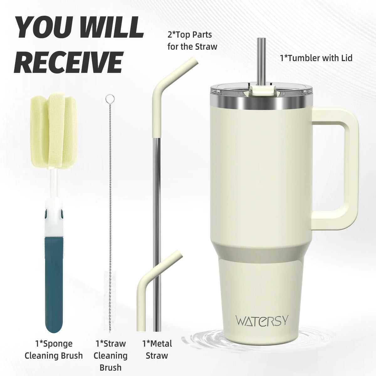 WATERSY 20oz/591ml Tumbler with Handle, Leak-proof Insulated Cup, Stainless Steel Vacuum Thermal for Coffee, Car, Travel