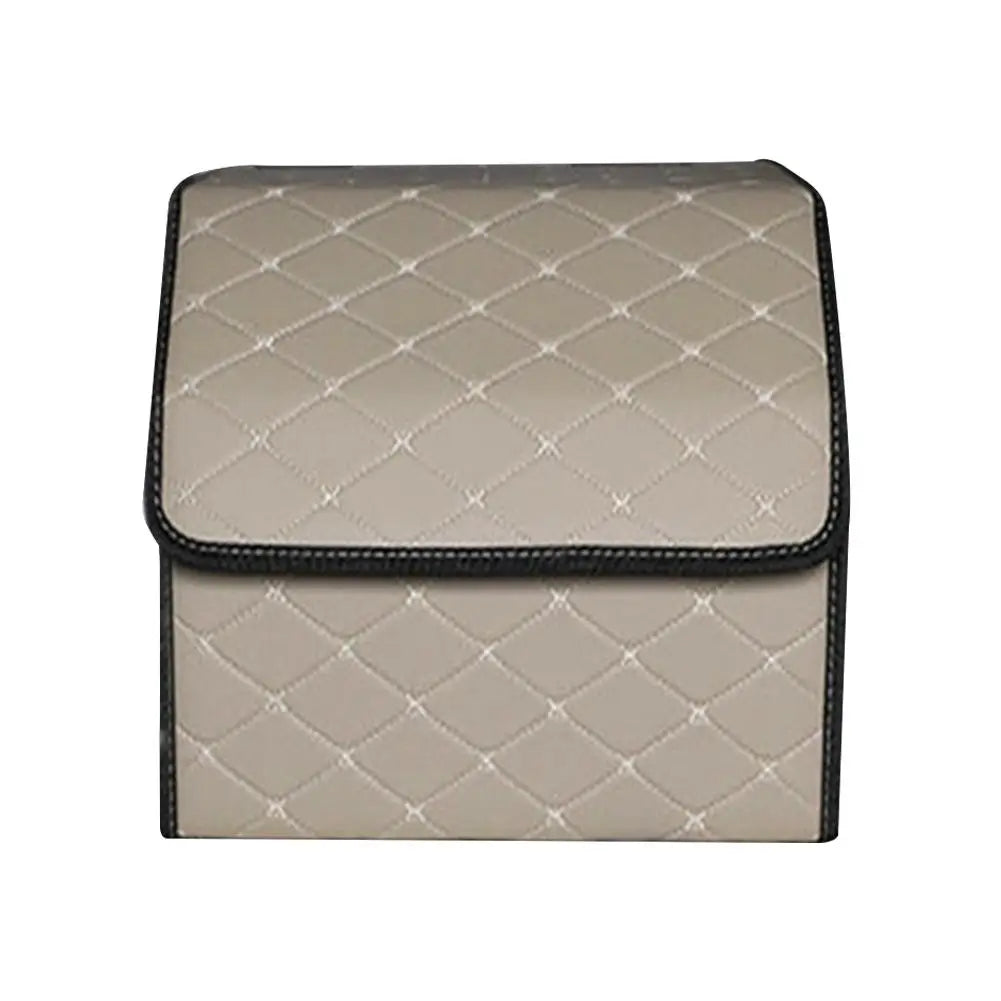 PU Leather Car Trunk Organizer Collapsible Storage Box with Lid Foldable Container Bag Universal Auto Interior Accessories