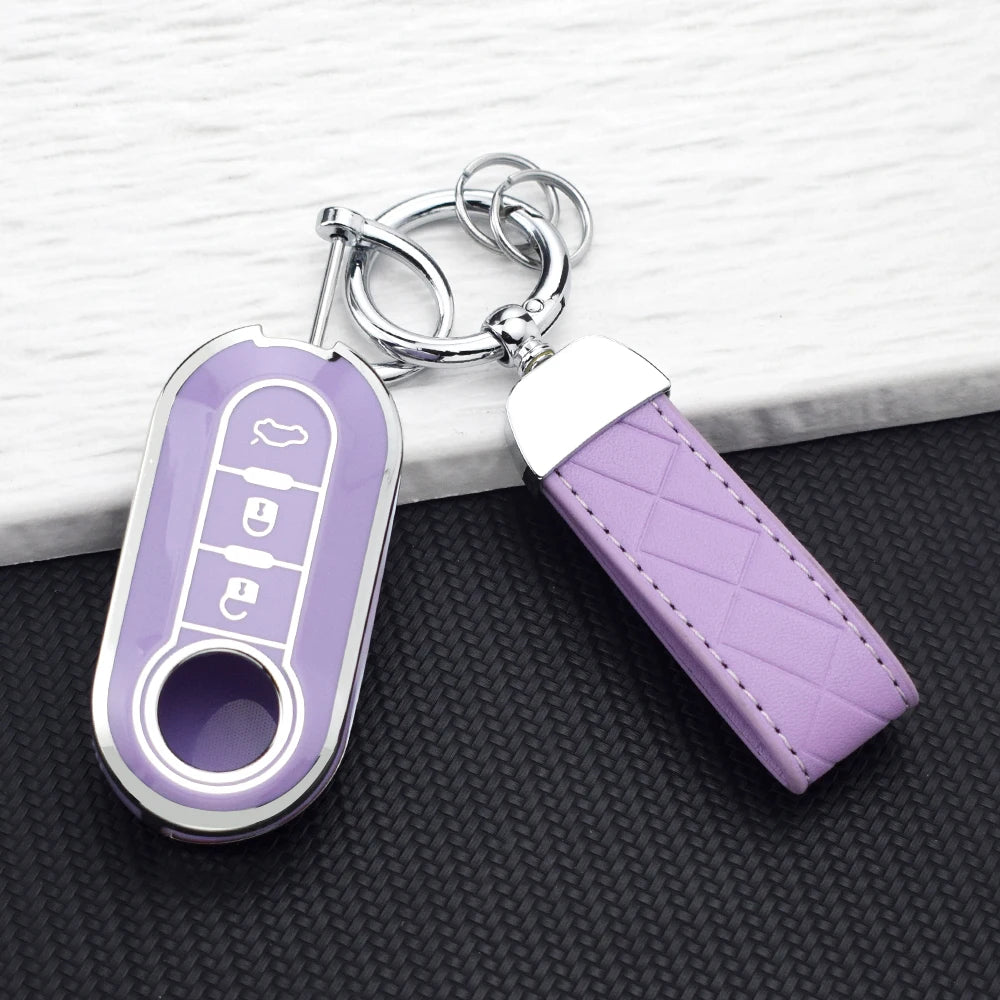 TPU Remote Car Key Shell Case for Fiat 500 Panda Punto Bravo Ducato Peugeot Boxer Citroen Jumper Auto Accessories