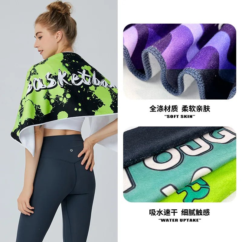 Movement Microfiber Towel Printing Design double-sided Velvet quick-drying Towel Yoga Gym Towels