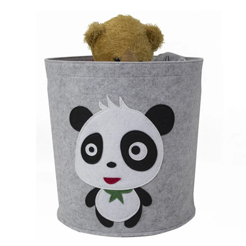 Children Toys Storage Basket Foldable Household Laundry Bag Cute Cotton Linen Bucket Cartoon Print Clothes Organizer Baskets