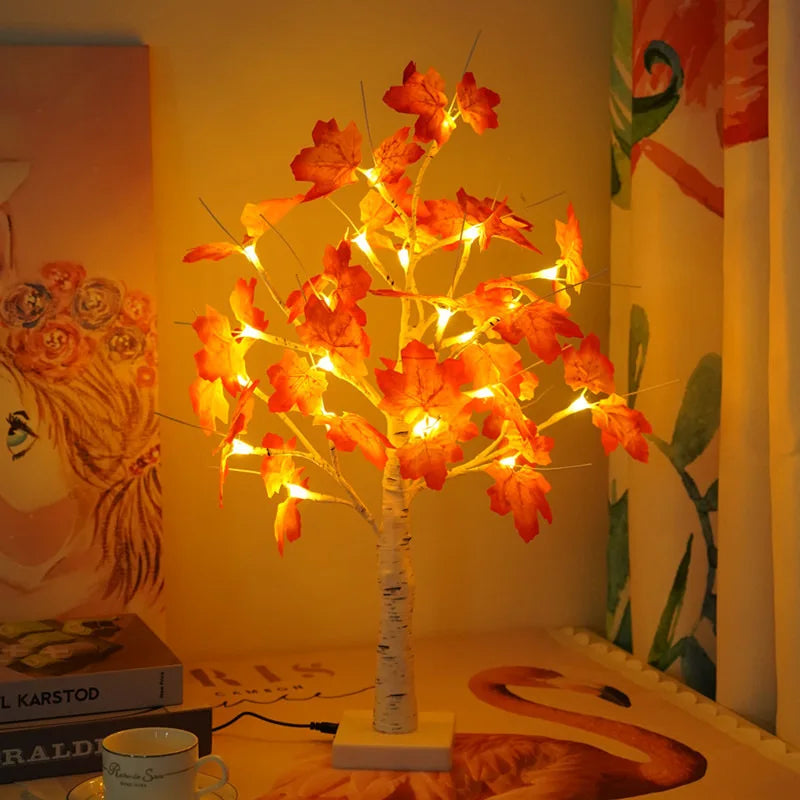 1pc 24 LED Artificial Black Birch Tree Light DIY Branches Table Lamp For Fall Gifts Home Bedroom Holiday Party Halloween Decor