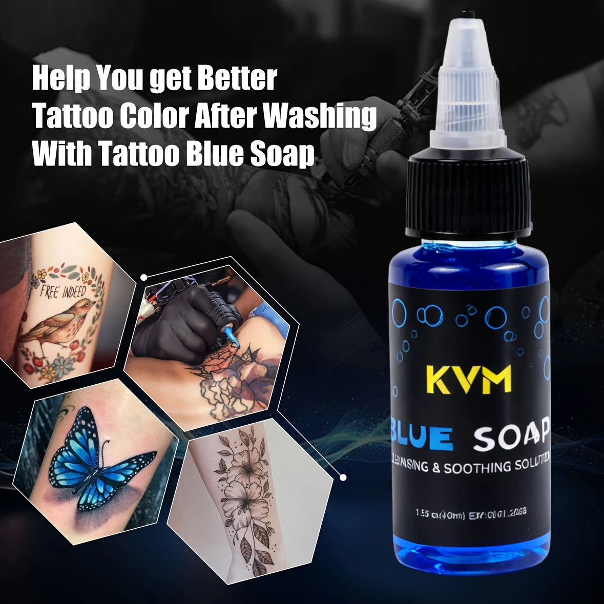 40/500ml Concentrated Tattoo Blue Soap Soothing Tattoo Aftercare Cleaning Solution To Reduce Skin Irritation for Tattoo Supplies