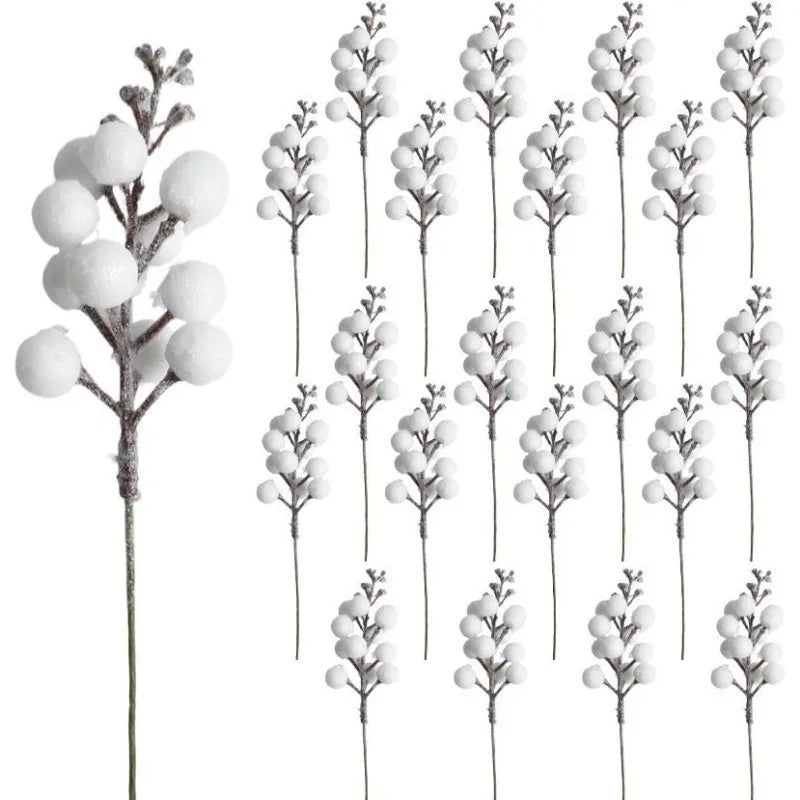 5Pcs Pink Artificial Flowers Berry Christmas Tree Ornament for Xmas Wedding Wreath Decoration New Year 2026 Wreath Accessories