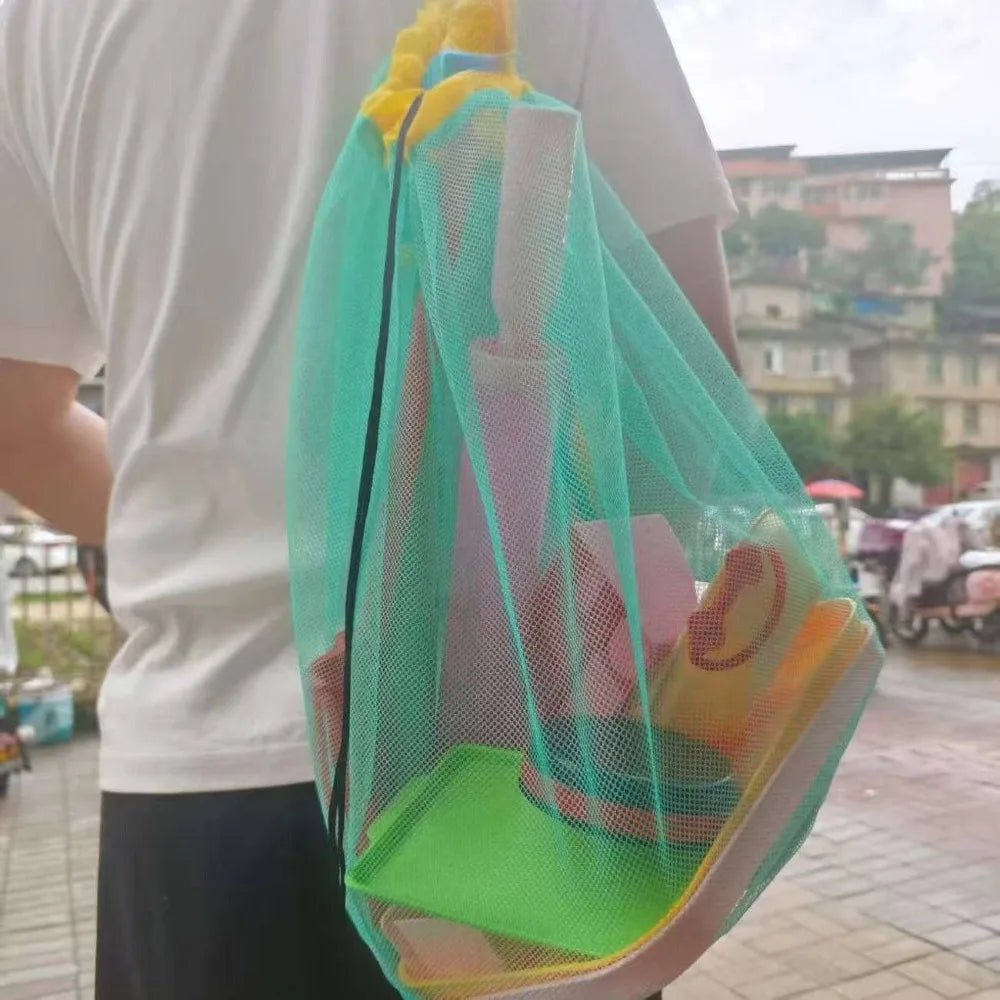 1PC Large Capacity Mesh Beach Toy Storage Bag Portable Breathable Foldable Storage Bag for Travel Outdoor Swimming Bag Organizer