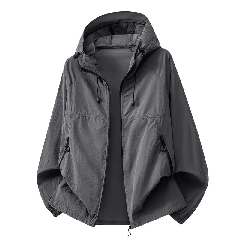 UPF50+ New Fashion Couple's Trendy Ultra-thin Hooded Sunscreen Jackets Men Summer Outwear Casual Breathable Coats windbreaker 4X