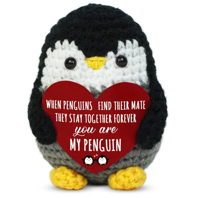Positive Penguin Crochet Christmas Anniversary Romantic Gifts for Women Men Birthday Stocking Stuffers Gifts for Couple