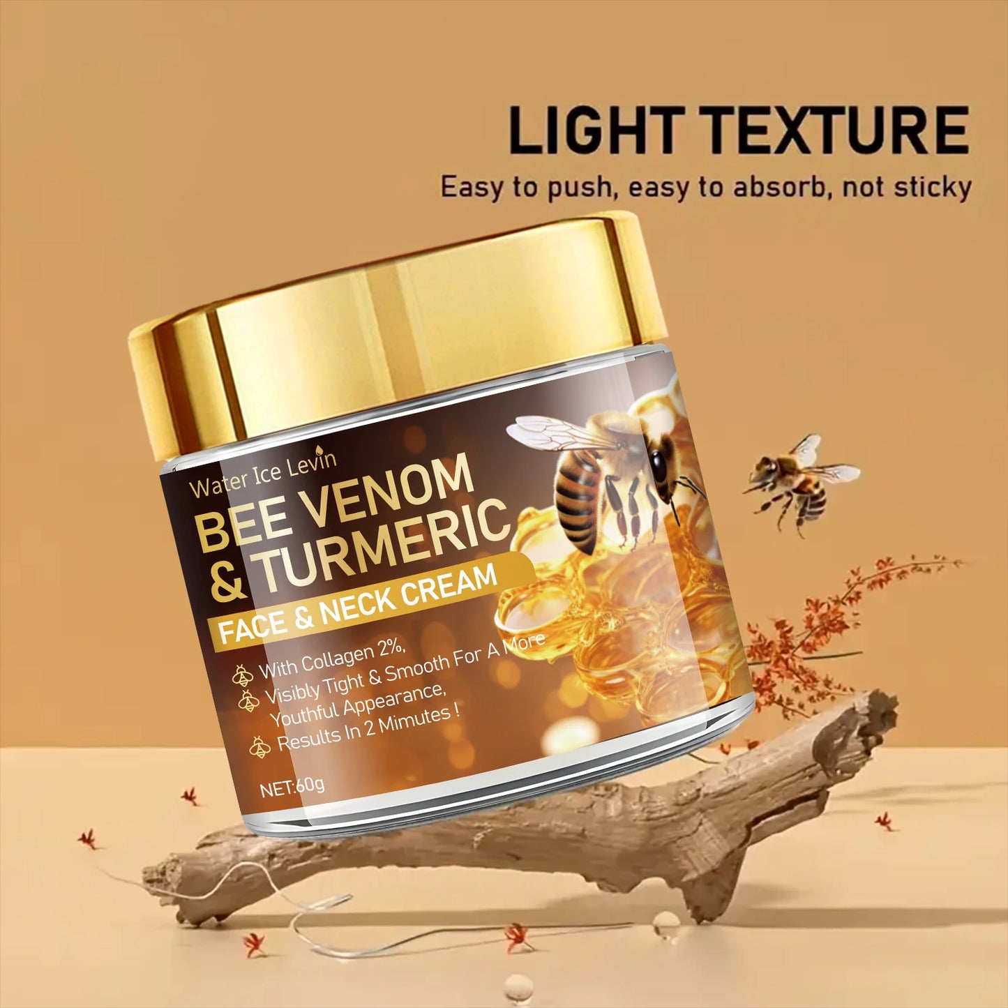 Bee Venom Instant Facial Lifting Cream Tightens and Lifts Sagging Skin, Smoothing the Skin |   Alcohol-Free, Contains Hyaluronic Acid, Suitable for All Skin Types