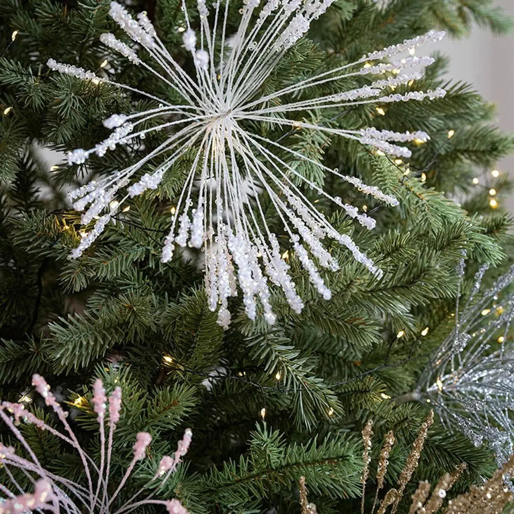 Plastic Christmas Artificial Flowers Glitter 50cm Xmas Decorative Flowers Simulated DIY Floral Arrangements