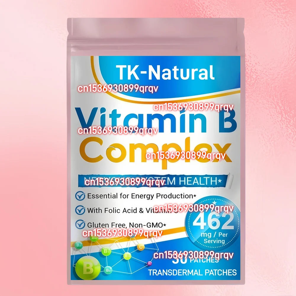 30 Patches Vitamin B Complex Transdermal Patches B1 B2 B3 B5 B6 B7 B9 B12 Folic Acid for Energy, Brain, Immune, Skin Support