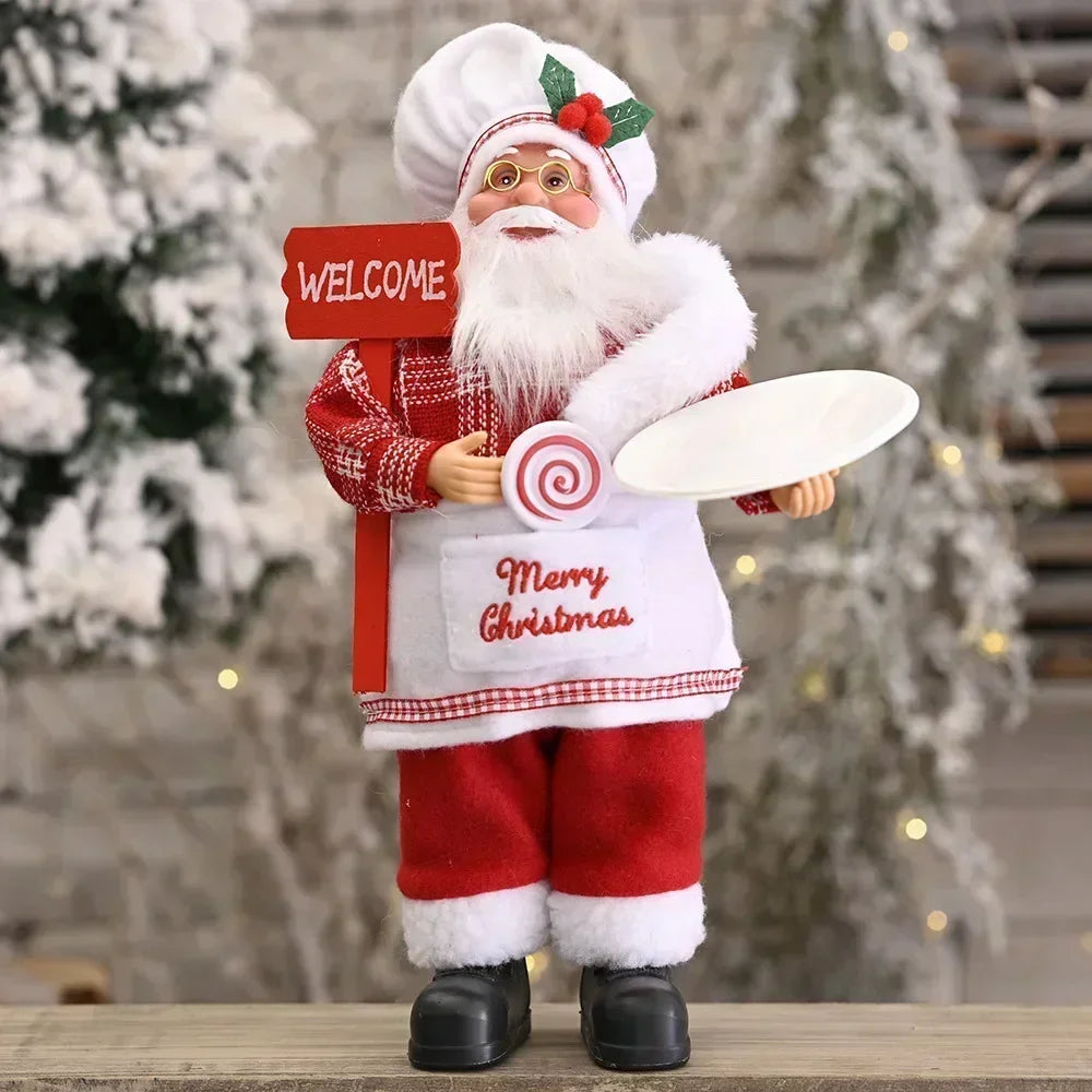 1~4PCS 2026 Christmas Decoration for Home Santa Claus Plush Doll 30cm Navidad Party Decor Xmas Ornaments New Year Gift