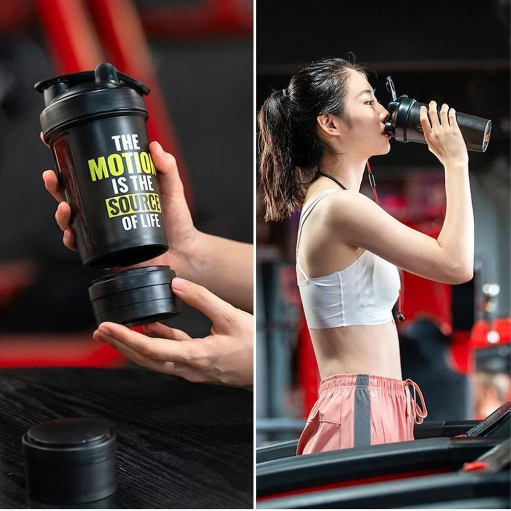 Protein Powder Shaker Cup400/600/650ml with Metal Stirrer Fitness Sports Mixing Bottle Portable Leak Proof Plastic Cup Drinkware