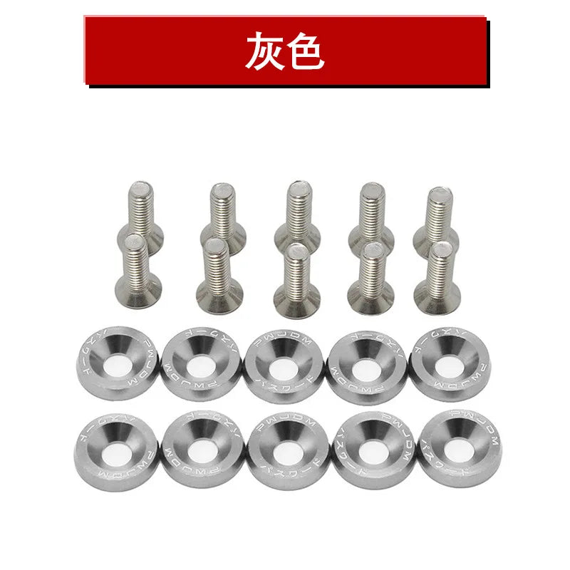 10PCS M6 JDM Car Modified Hex Fasteners Fender Washer Bumper Engine Concave Screws Fender Washer License Plate Bolts Car styling