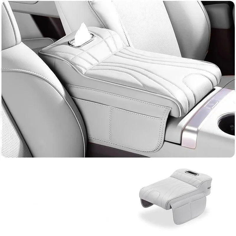 2026 New Universal Memory Foam Car Armrest Booster Pad with Storage Pocket Comfort Cushion for Driver Auto Interior Accessories