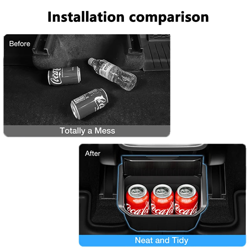 For Tesla Model Y TPE Rear Seat Storage Box Under Air Vent Organizer Backseat Trash Can Garbage Bag Car Interior Accessories