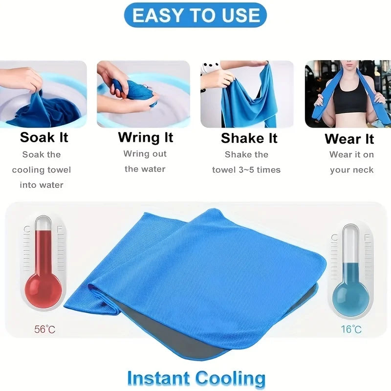 1Pcs Quick-Drying Sports Towel with Storage Box and Cooling Ice Blanket for Outdoor Fitness and Camping Cycling Hiking