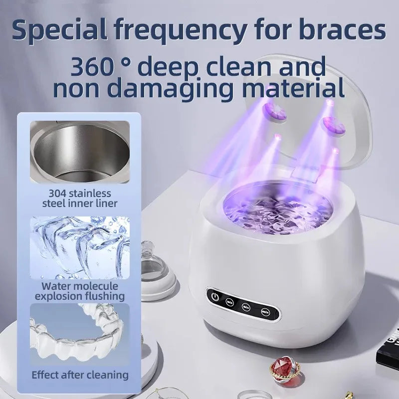 TINSOL 48000Hz ultrasonic cleaner UV disinfection household convenient cleaner jewelry denture invisible braces cleaner