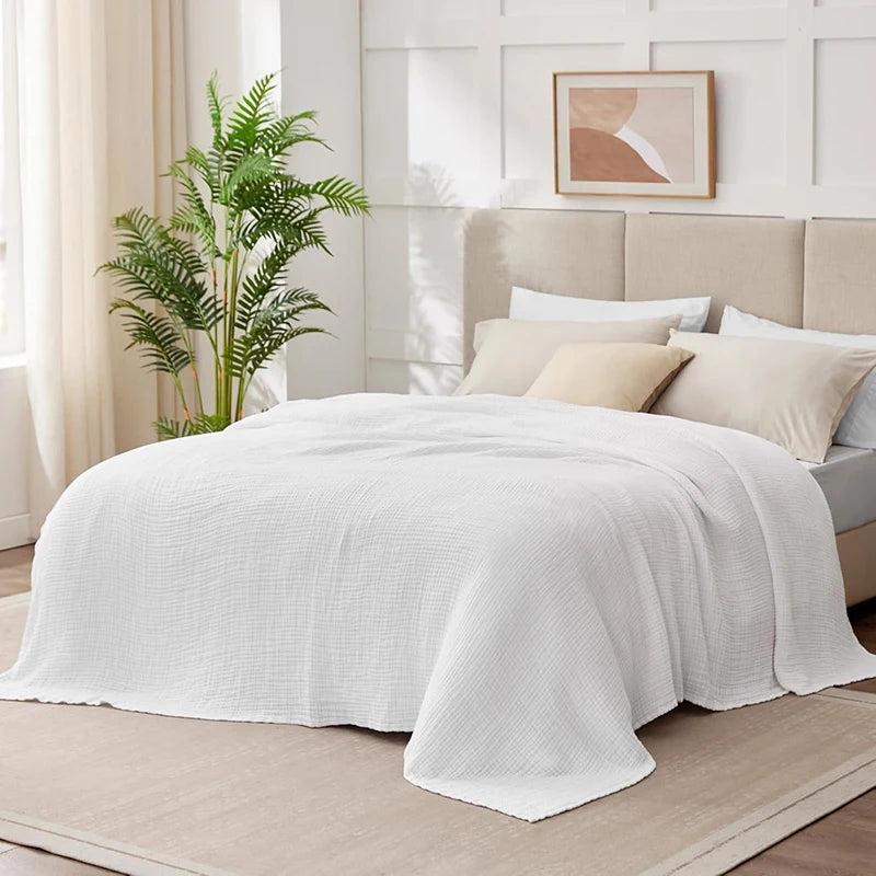 100% Cotton Blanket 6 Gauze Layers Muslin All Season Soft Throw Blankets for Bed Couch Breathable Quilt Bedspread Bedding Adults