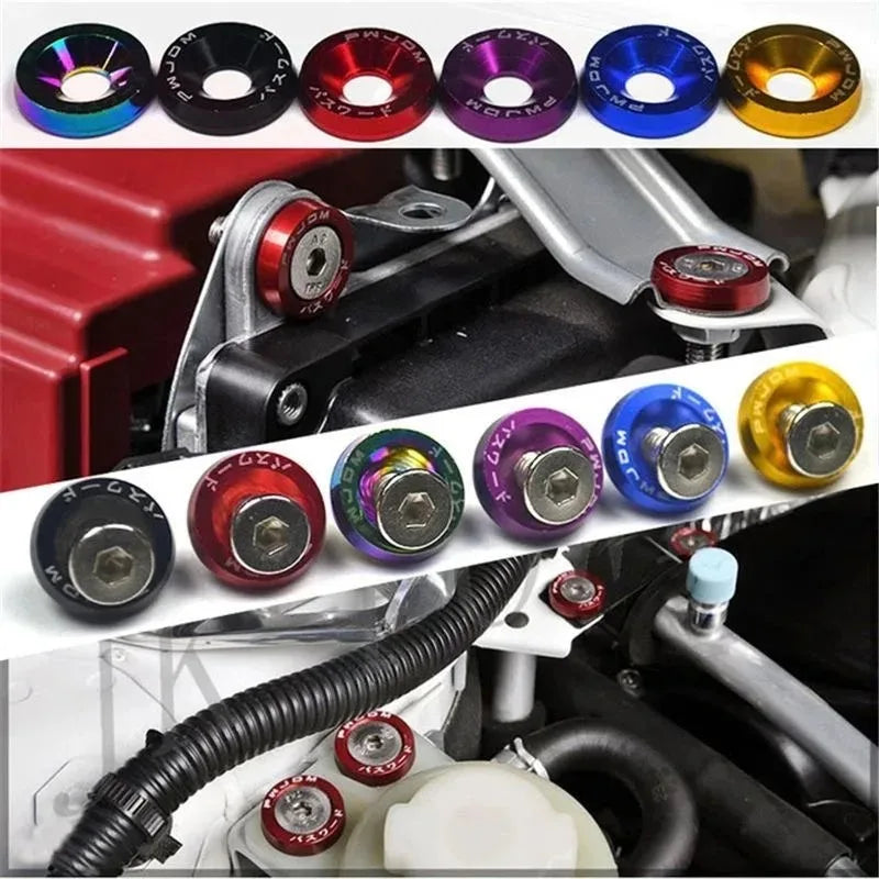 10 PCS M6 Car Modified Fasteners Fender Washer Bumper Engine Concave Screws Fender Washer License Plate Bolts Car Styling Gasket