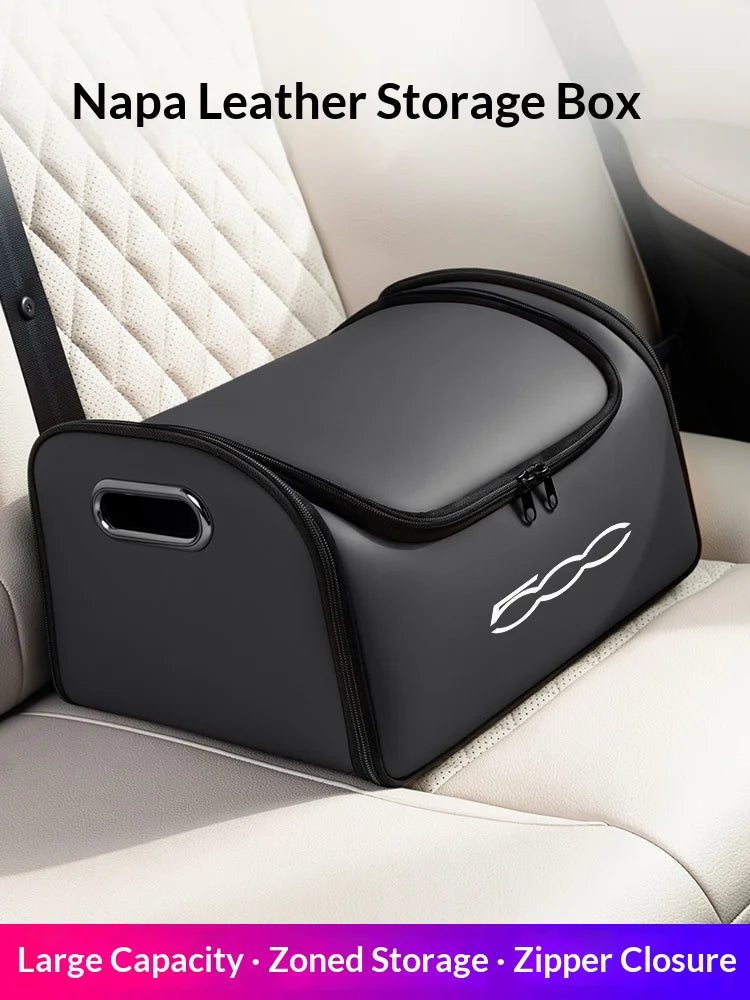 For Fiat 500 Car Trunk Organizer Storage Box Seat Multifunctional Storage Bag with Built-in Pocket Auto Interior Accessories
