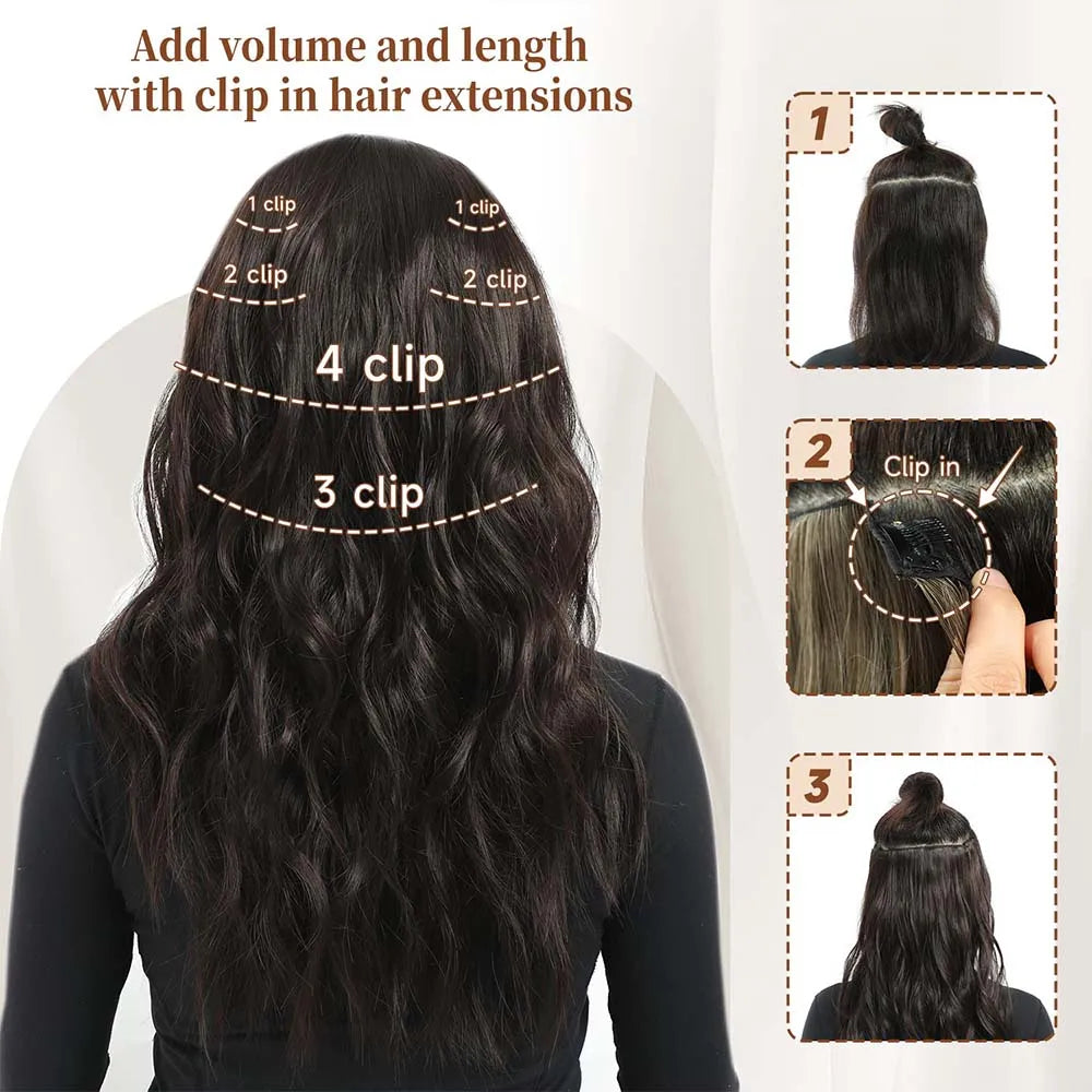 22 Inch Elegant Sexy White Hair 7Pcs/Set 16 Clips Long Curly Wave, Body Wave Synthetic Hair Extensions Clip-in Hair Extensions