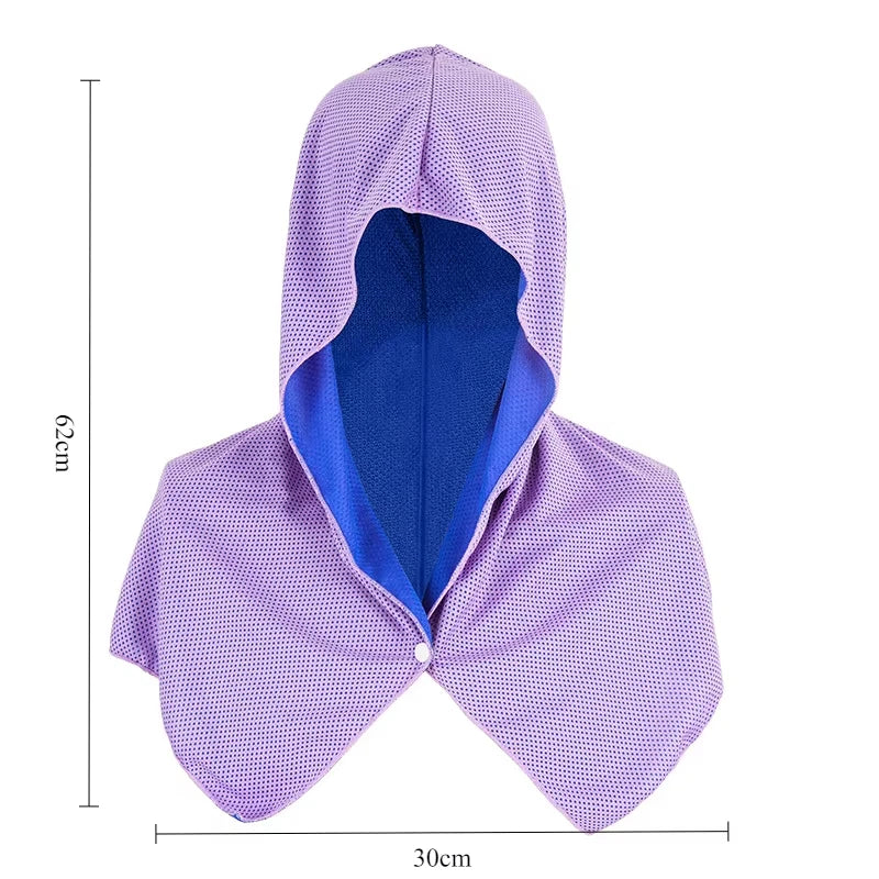 Cooling Hoodie Towel - UV Protection, Quick Drying, Perfect for Sports, Camping, Workouts, Cycling, Golf, Running, Hiking, and F