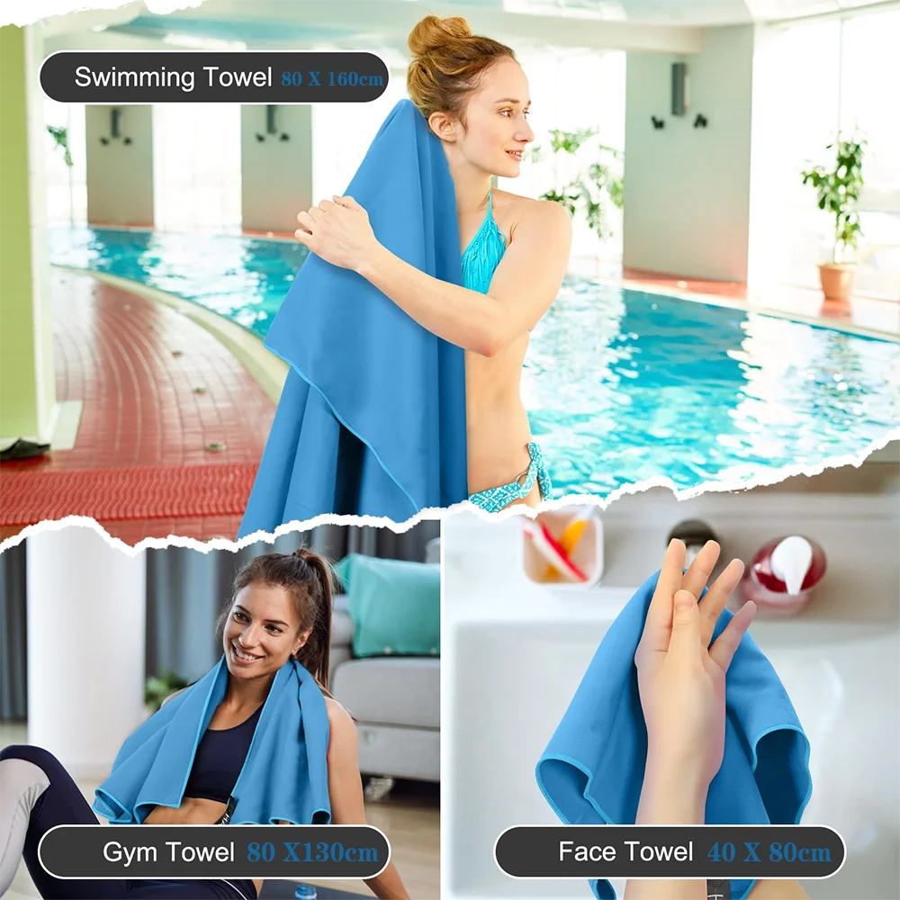 Microfiber Quick Dry Gym Towel Silver ION OdorFree Absorbent Fiber Fast Drying Workout Gear for Body Sweat Working Out