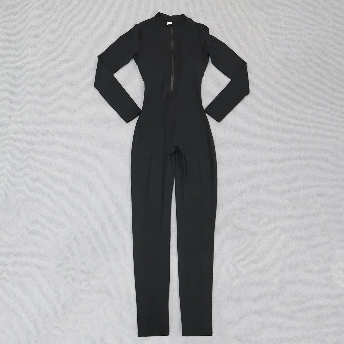 Ctenkevet Women's Long-Sleeved Jumpsuit Butt Lifting Gym Activewear Sport Outfit with Half-Zipper V-Back Design for Ladies