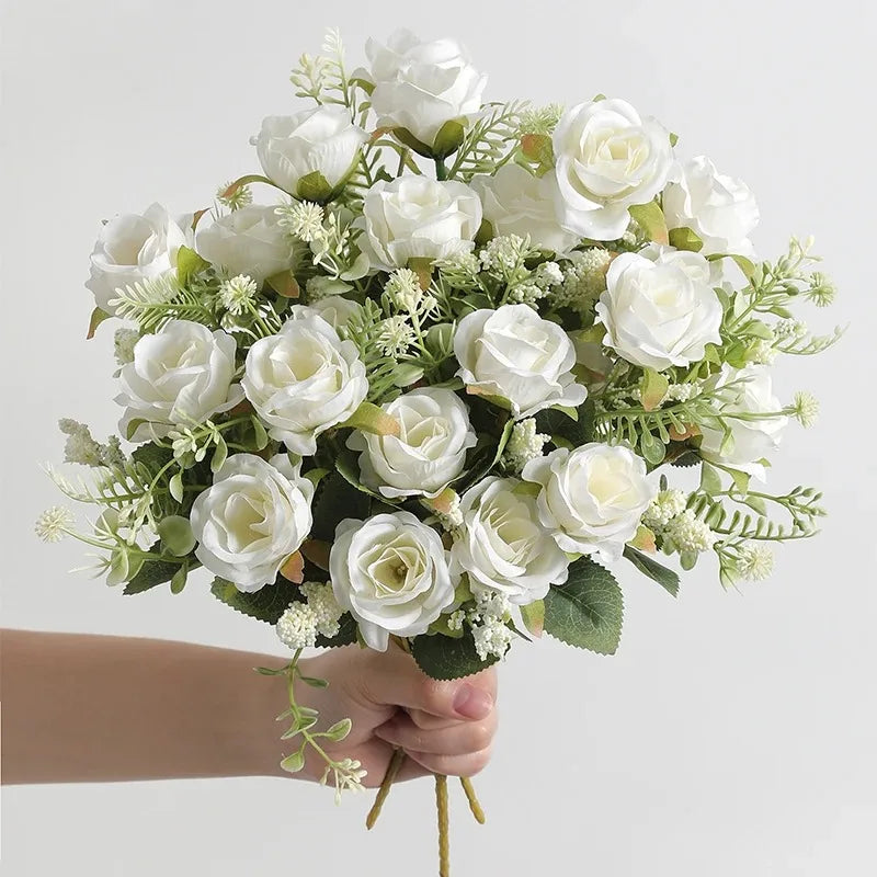 1/3Pcs Rose Artificial Flowers Bouquet Fake Flower for Home Room Decor Garden Wedding Marriage Decoration Bride Bouquet Ornament
