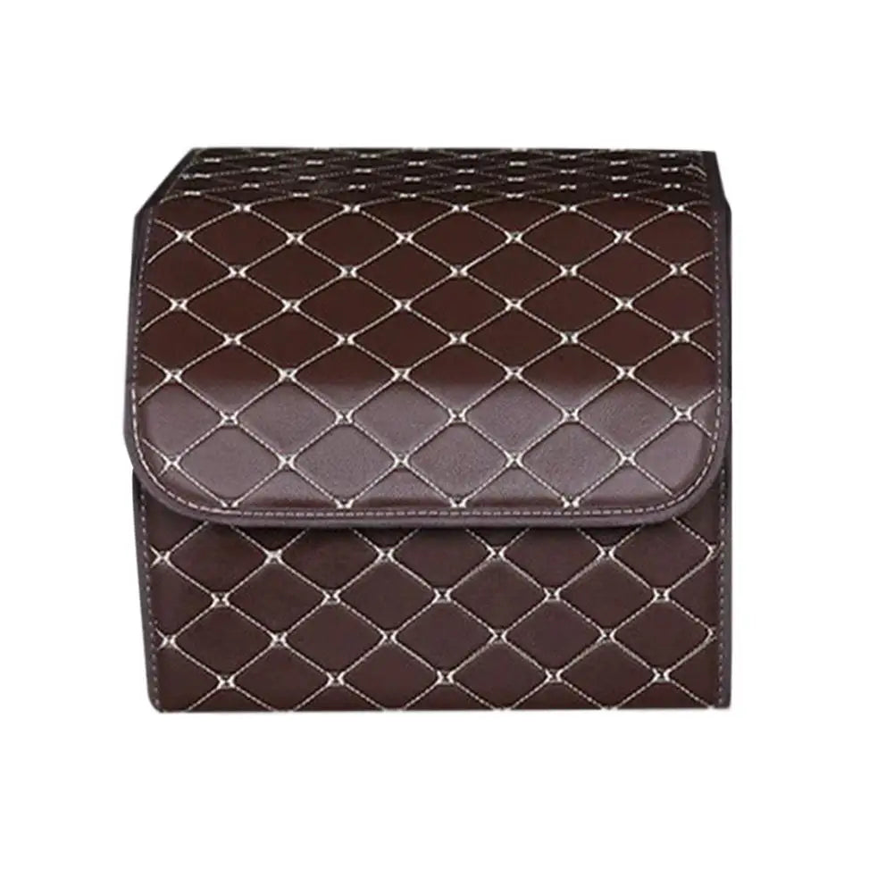 PU Leather Car Trunk Organizer Collapsible Storage Box with Lid Foldable Container Bag Universal Auto Interior Accessories