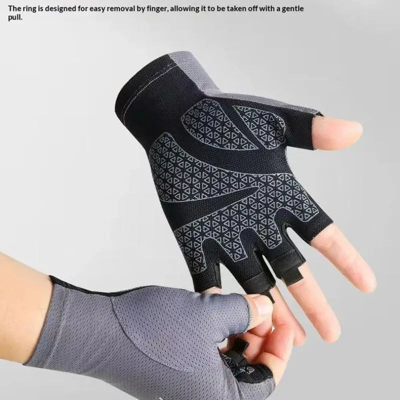 Anti-Slip Shock Absorbing Half Finger Gloves Breathable Fingerless Bike Riding Gym Gloves for Men and Women