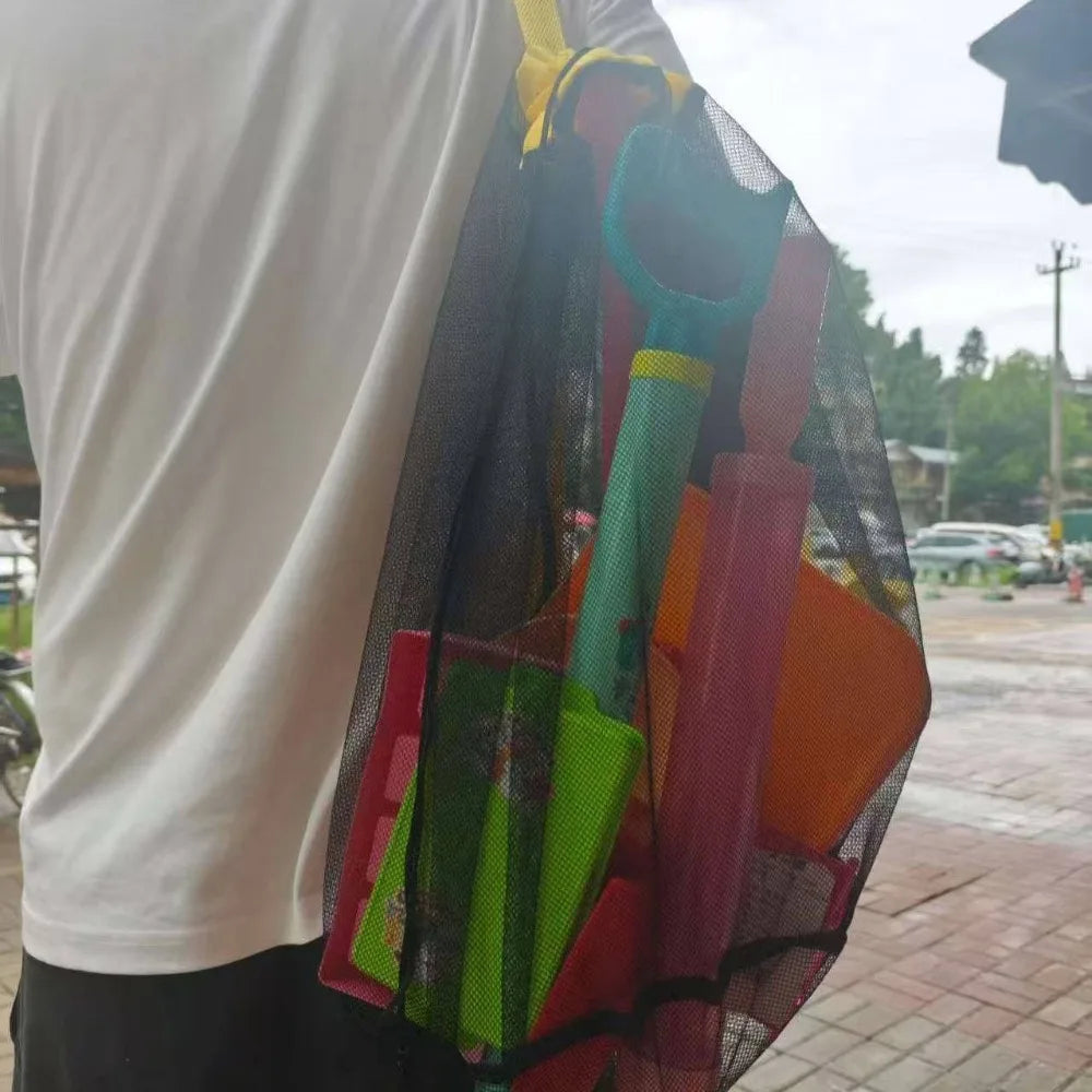 1PC Large Capacity Mesh Beach Toy Storage Bag Portable Breathable Foldable Storage Bag for Travel Outdoor Swimming Bag Organizer