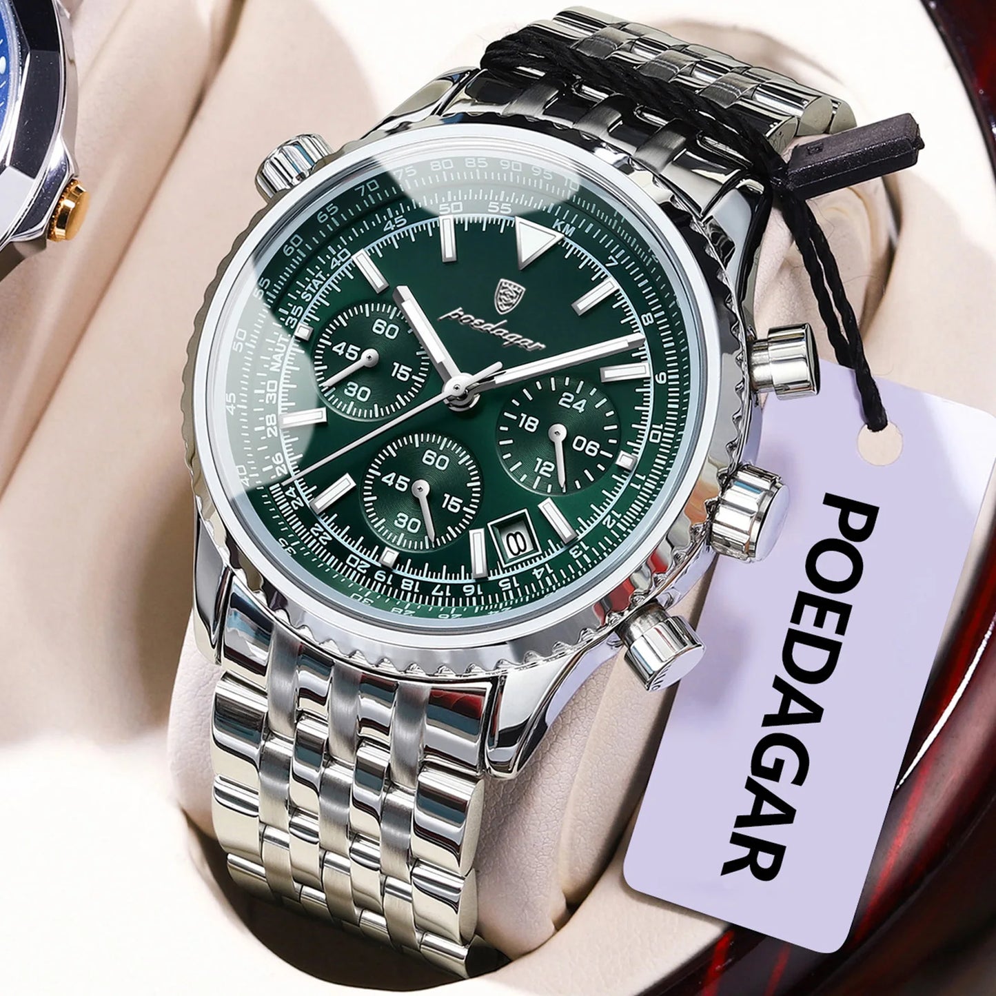 POEDAGAR Business Men's Wristwatch Waterproof Luminous Date Chronograph Luxury Man Watch Quartz Stainless Steel Watches For Men