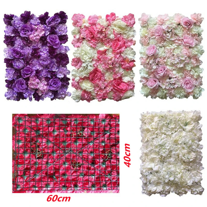 60X40cm Silk Rose Flower Wall Artificial Flowers DIY Wedding Wall Decor Photography Backdrops Hair Salon Background