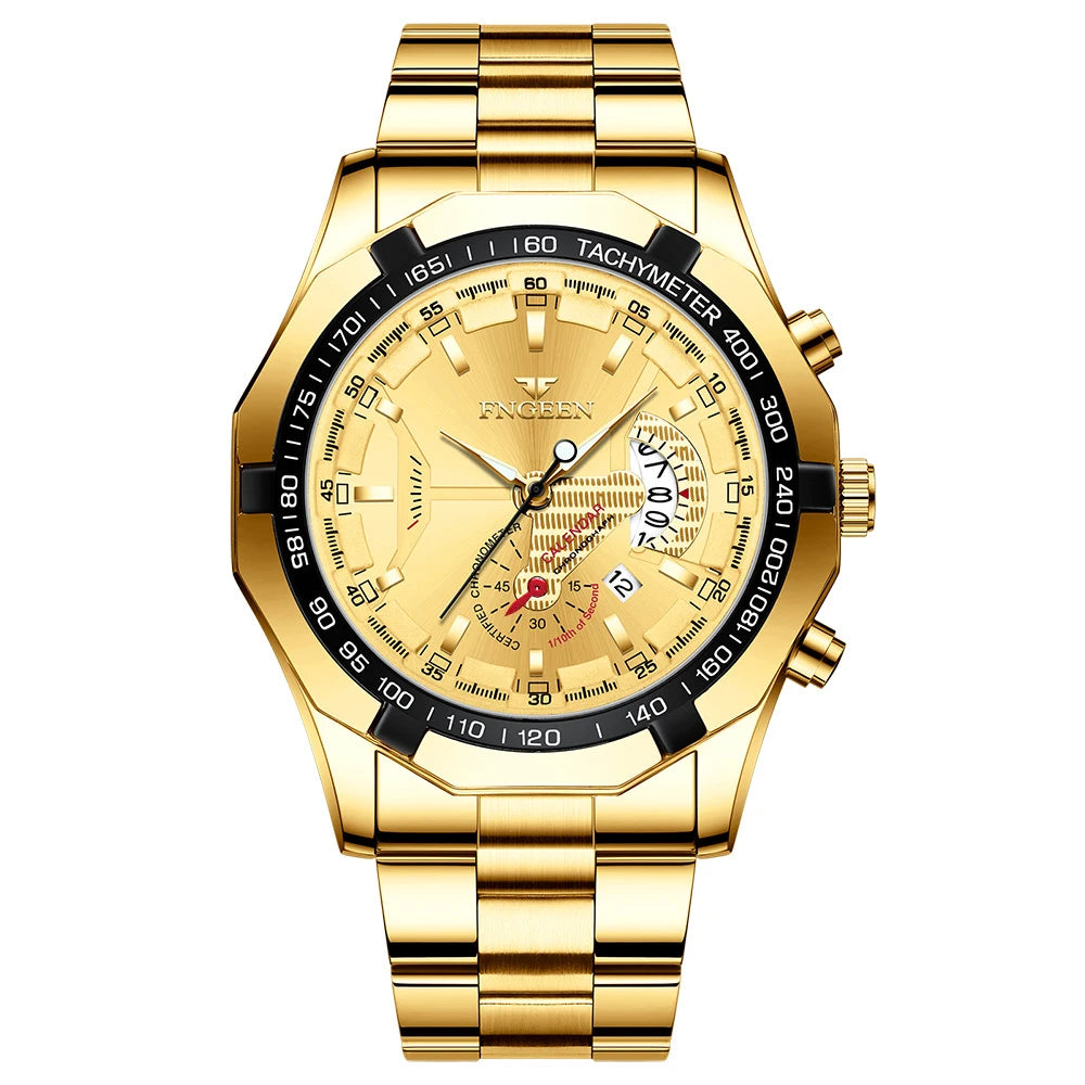 BINBOND Luxury Quartz Wristwatches For Men Luminous Waterproof Auto Date Men's Watch Stainless Steel Reloj Free Ship