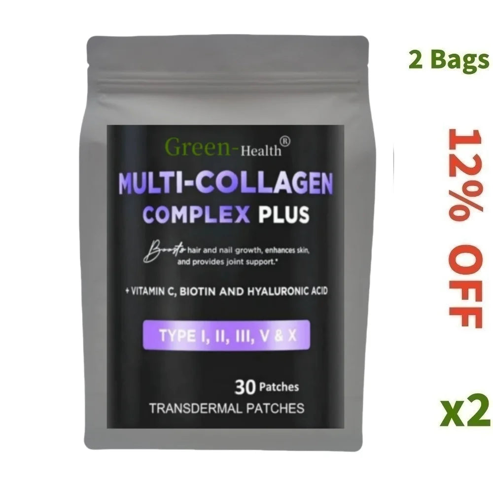 A5YE  Multi Collagen plus Transdermal Patches with Biotin Vitamin C for Hair Growth Support & Skin Health for Men & Women