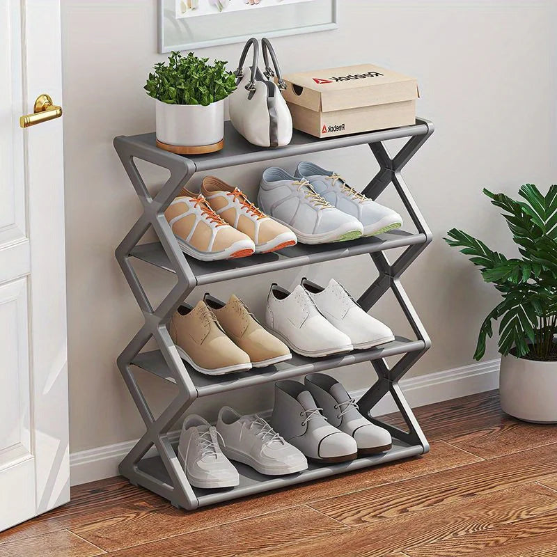 Creative X-Shape Foldable Nonwoven Shoe Rack, Thickened Large Capacity, Space-Saving Sturdy Metal Frame Organizer