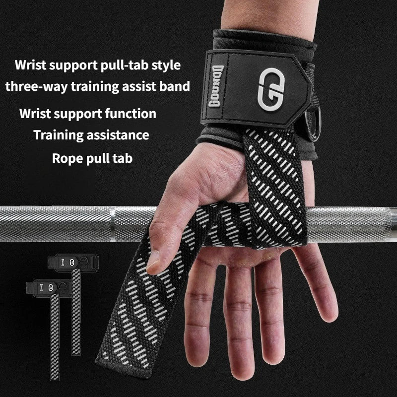 2Pcs Weightlifting Wrist Straps Strength Training Adjustable Non-slip Gym Booster Bands Fitness Lifting Support Sports Grip Ban
